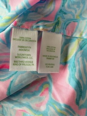 Mint condition Lilly Pulitzer Pink & blue summer Off Shoulder 100% cotton top